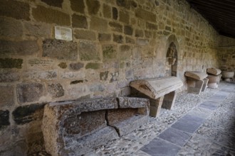 Medieval tombs, San Martín de Elines, Valderredible region, Cantabria, Spain, Europe