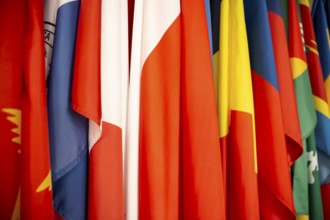 Some world national flags shot from an angle