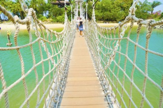 Suspension bridge of Singapore Sentosa Island. Shooting Location: Singapore