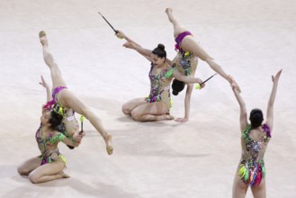 Sofia, Bulgaria - 27 March, 2021: Team Turkey perform during the 3 Hoops + 2 pairs of Clubs group