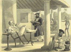 Illustration Lithograph Woodcut of Life in India During British Rule