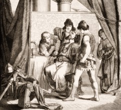 Adaloald, 602–628, the Lombard king of Italy from 616 to 626, being forced to drink poison