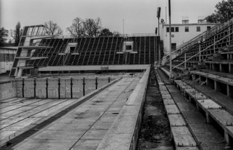 Germany, Berlin, 16.11.1991, Friesenstadion (swimming stadium) in decay, Europe