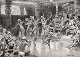 Artist impression of Gautamiputra Satakarni celebrating victory over Nahapana