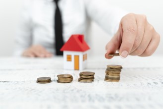 Lady Presenting New Home Savings Deals In Outfit, Business Woman Showing Possible Investment