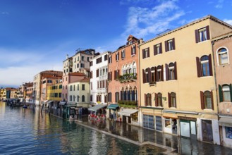 Vintage buildings along the canal in Venice, Italy, Europe