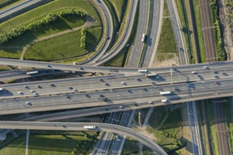 Aerial view on modern intersection crossroad road junction