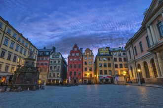 Stockholm Sweden, night city skyline at Gamla Stan old town and Stortorget town square