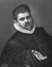 Agostino Carracci (or Caracci) (1557-1602) on copper engraving from 1841. Italian painter and