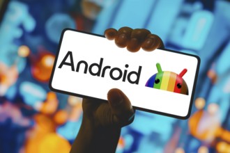 December 13, 2023, Brazil. In this photo illustration, the Android logo is displayed on a