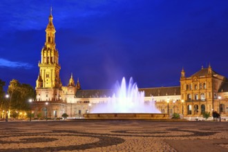 Seville Sevilla Plaza de Espana at sunset in Andalusia Spain square