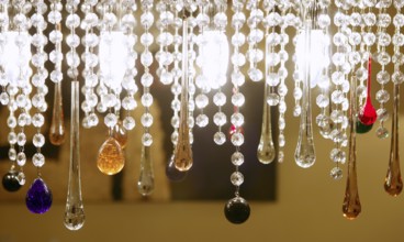 Colorful crystal strass lamp detail macro