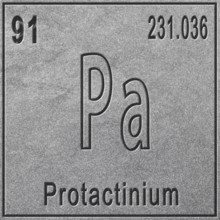 Protactinium chemical element, Sign with atomic number and atomic weight, Periodic Table Element,