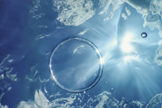 Bubble Ring Underwater ascends towards the Sun