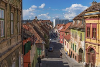 Street view of Sibiu, Transylvania, Romania, Europe