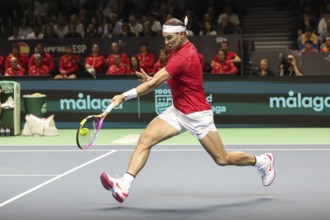 Der spanische Tennisspieler Rafael Nadal in Aktion bei den Davis Cup Finals 2024, Palacio de