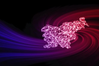 Map of Slovenia, Polygonal mesh line map, modern map
