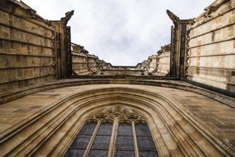Low angle view of arch window in Cathedral of Prague
