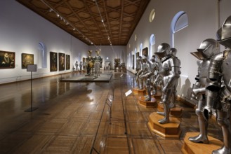 Interior view, Armoury, Ambras Castle, Innsbruck, Tyrol, Austria, Europe