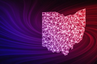 Map of Ohio, Polygonal mesh line map, modern map