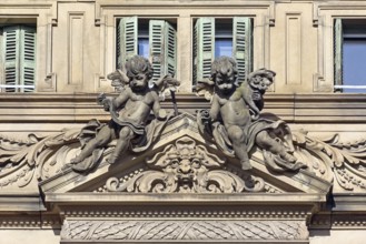 House facade with angels
