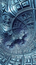 Abstract textured surface - computer-generated image. Fractal geometry: spiral and lattice grid.