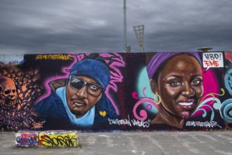 Germany, Berlin, 15.09.2024, Sunday afternoon in Mauerpark, graffiti wall, artwork by street artist
