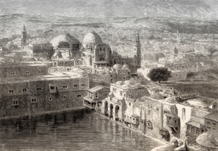 The Church of the Holy Sepulchre, Hezekiah's Pool, Old City of Jerusalem, 19th century