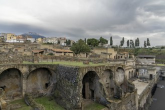 Ercolano, Italy, 25 November, 2023: view of the excavated ancient Roman city of Herculaneum near
