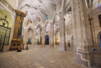 Cuenca, Spain, July 4, 2018: Interior of famous Gothic cathedral of Cuenca in Castilla la Mancha,