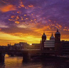 London Bridge sunset at Thames with St Paul Pauls Cathedral