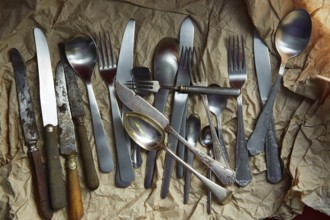 Cutlery silverware vintage antiques from second hand market