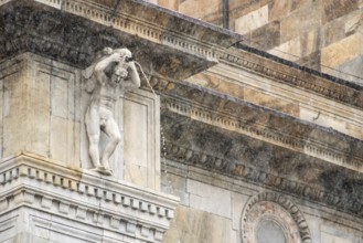 Architectural detail of the roof of the Como cathedral, Italy, Europe