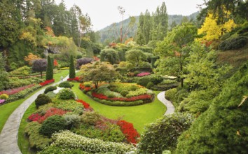 Masterpiece of landscape gardening art - Sunken-garden on island Vancouver