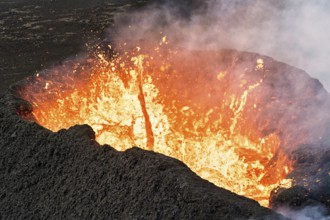 Volcanic eruption in Grindavik, Sudurnes, Iceland, Europe