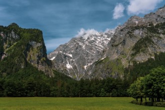 Panoramic view of the mountains in Berchtesgadener Land in Bavaria, Germany, Europe