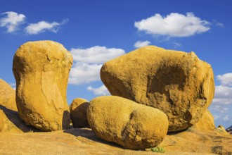 Huge granite stones and rocks on a background of blue sky. Desert Namib, Spitzkoppe, Namibia.