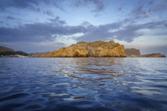 Cala Sant Vicenc and the tip of Ses Coves Blanques, Tramuntana coast, Pollensa, Majorca, Balearic