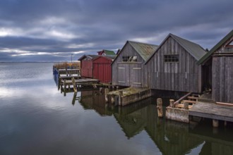 Boathouses in the harbour of Althagen on the Fischland-Darß