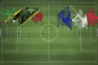 Saint Kitts and Nevis vs France Soccer Match, national colors, national flags, soccer field,