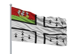 Nantes City Flag On Flagpole, Country France, Isolated On White Background