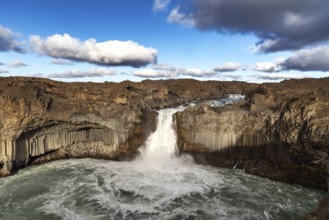 The Aldeyarfoss waterfall on a beautiful day, Iceland, Europe