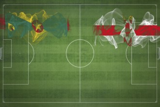 Grenada vs Northern Ireland Soccer Match, national colors, national flags, soccer field, football