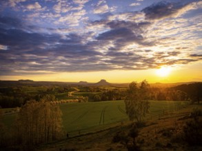 Sunset at Adamsberg, Altendorf, Saxony, Germany, Europe
