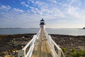 Marshall Point Light as seen from the rocky coast of Port Clyde, Maine