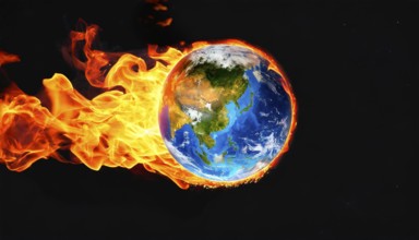 Symbolic image. Climate change, global warming, the environmental catastrophe caused by global