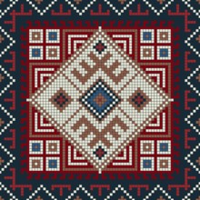 Traditional Georgian folk art embroidery vector pattern