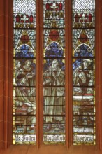 Colourful church window with Martin Luther by Otto Linnemann 1918 with Luther quote from 1521,