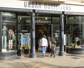Urban Outfitters clothes shop store in city centre, Cambridge, Cambridgeshire, England, UK two