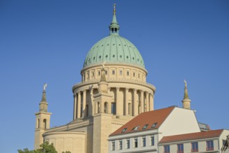 Nikolaikirche, residential buildings, Erika-Wolf-Straße, Potsdam, Brandenburg, Germany, Europe